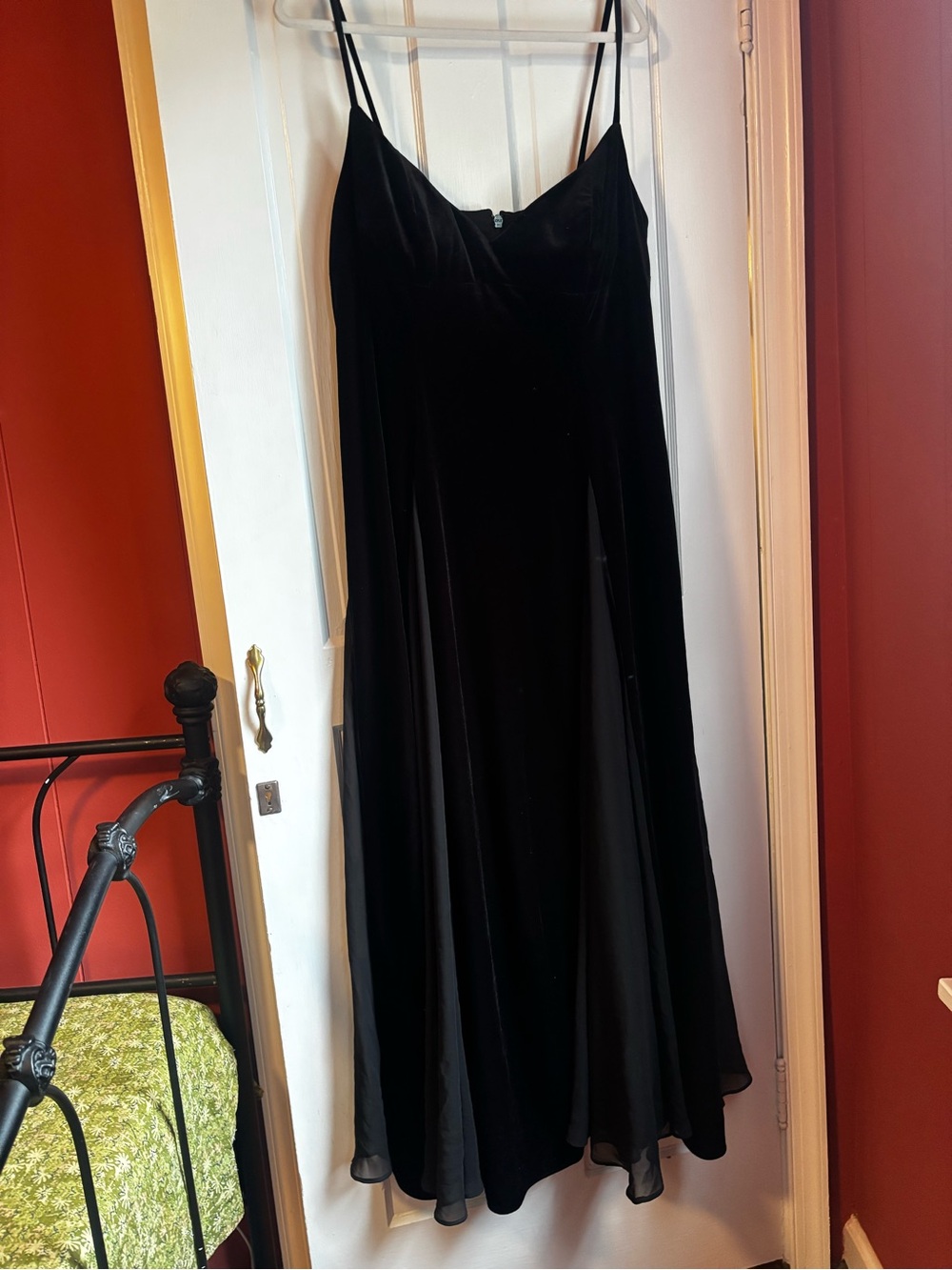 Azazie Black Velvet & Chiffon Spaghetti-Strap Evening Dress